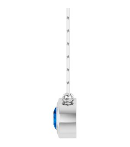 88688 Necklace Set Sterling Silver Round Lab-Grown Blue Sapphire 5 Mm 18 In Polished Lab-Grown Blue Sapphire Bezel-Set Necklace