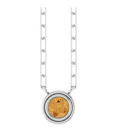 88688 Necklace Set 14K White Round Natural Citrine 4 Mm 18 In Polished Natural Citrine Bezel-Set Necklace