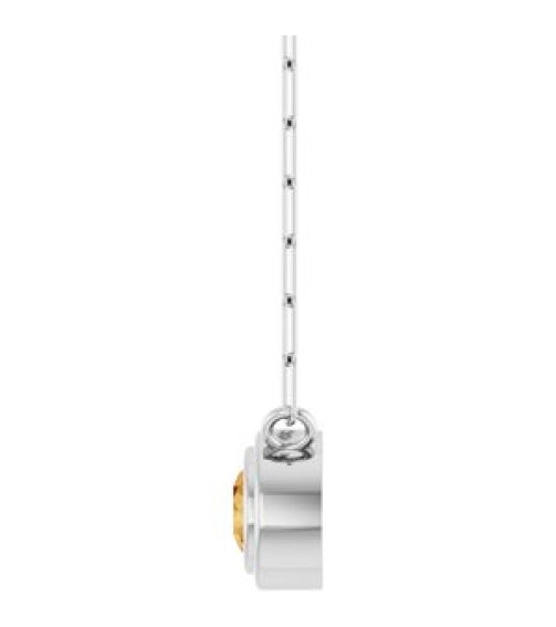 88688 Necklace Set 14K White Round Natural Citrine 4 Mm 18 In Polished Natural Citrine Bezel-Set Necklace