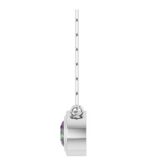 88688 Necklace Set Sterling Silver Round Lab-Grown Alexandrite 5 Mm 18 In Polished Lab-Grown Alexandrite Bezel-Set Necklace