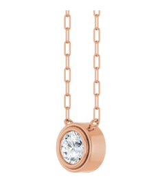 88688 Necklace Set 14K Rose Round Natural White Sapphire 6 Mm 18 In Polished Natural White Sapphire Bezel-Set Necklace