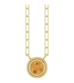 88688 Necklace Set 14K Yellow Round Natural Citrine 4 Mm 18 In Polished Natural Citrine Bezel-Set Necklace