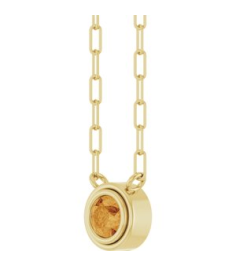 88688 Necklace Set 14K Yellow Round Natural Citrine 4 Mm 18 In Polished Natural Citrine Bezel-Set Necklace
