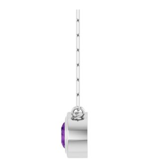 88688 Necklace Set Sterling Silver Round Natural Amethyst 5 Mm 18 In Polished Natural Amethyst Bezel-Set Necklace