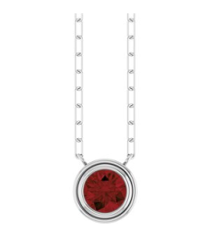 88688 Necklace Set 14K White Round Natural Mozambique Garnet 6 Mm 18 In Polished Natural Mozambique Garnet Bezel-Set Necklace