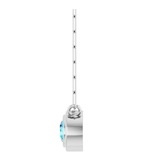 88688 Necklace Set 14K White Round Natural Blue Zircon 4 Mm 18 In Polished Natural Blue Zircon Bezel-Set Necklace