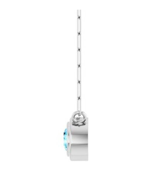 88688 Necklace Set 14K White Round Natural Aquamarine 4 Mm 18 In Polished Natural Aquamarine Bezel-Set Necklace