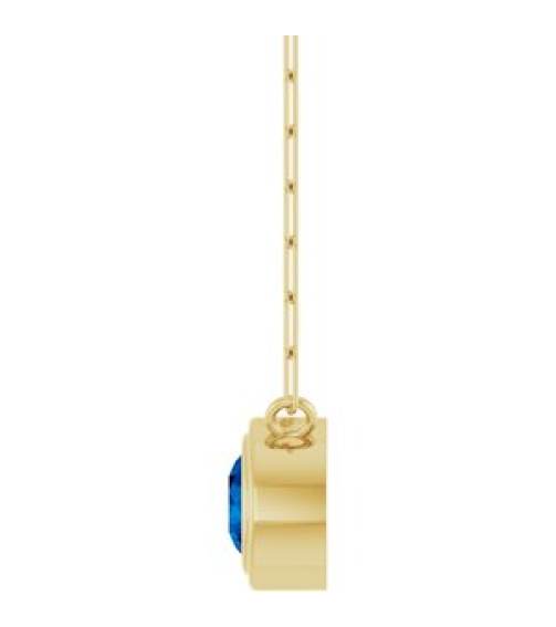 88688 Necklace Set 14K Yellow Round Lab-Grown Blue Sapphire 5 Mm 18 In Polished Lab-Grown Blue Sapphire Bezel-Set Necklace