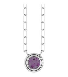 88688 Necklace Set 14K White Round Natural Alexandrite 4 Mm 18 In Polished Natural Alexandrite Bezel-Set Necklace