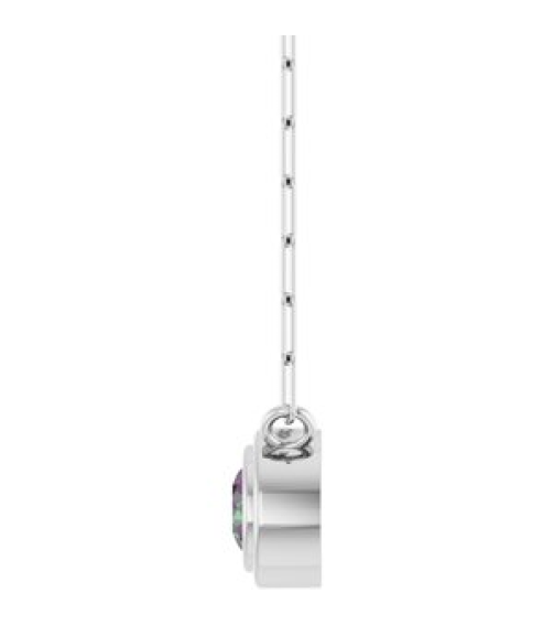 88688 Necklace Set 14K White Round Natural Alexandrite 4 Mm 18 In Polished Natural Alexandrite Bezel-Set Necklace