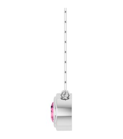 88688 Necklace Set Sterling Silver Round Natural Pink Tourmaline 6 Mm 18 In Polished Natural Pink Tourmaline Bezel-Set Necklace