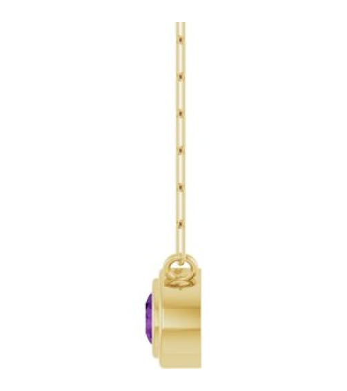 88688 Necklace Set 14K Yellow Round Natural Amethyst 4 Mm 18 In Polished Natural Amethyst Bezel-Set Necklace