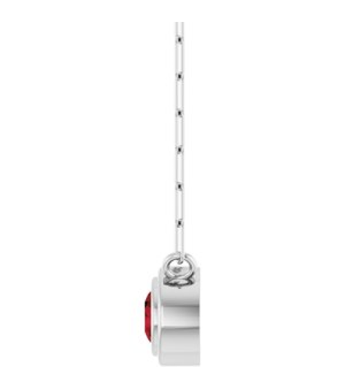 88688 Necklace Set 14K White Round Natural Mozambique Garnet 4 Mm 18 In Polished Natural Mozambique Garnet Bezel-Set Necklace