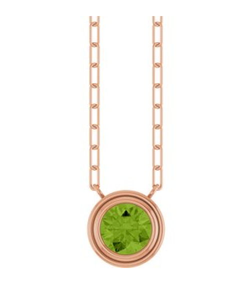 88688 Necklace Set 14K Rose Round Natural Peridot 6 Mm 18 In Polished Natural Peridot Bezel-Set Necklace