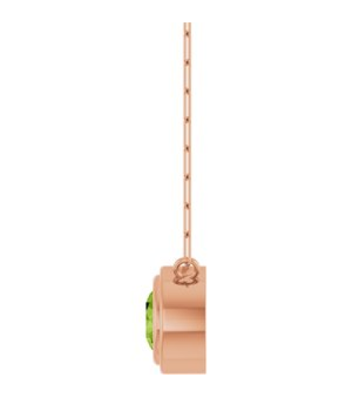 88688 Necklace Set 14K Rose Round Natural Peridot 6 Mm 18 In Polished Natural Peridot Bezel-Set Necklace