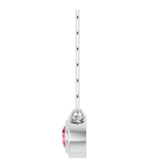88688 Necklace Set 14K White Round Natural Pink Tourmaline 4 Mm 18 In Polished Natural Pink Tourmaline Bezel-Set Necklace