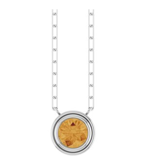 88688 Necklace Set Sterling Silver Round Natural Citrine 6 Mm 18 In Polished Natural Citrine Bezel-Set Necklace