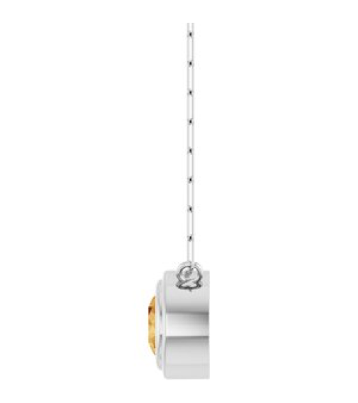 88688 Necklace Set Sterling Silver Round Natural Citrine 6 Mm 18 In Polished Natural Citrine Bezel-Set Necklace