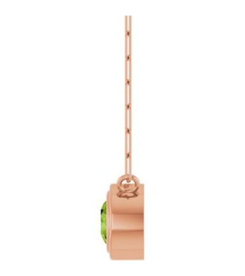 88688 Necklace Set 14K Rose Round Natural Peridot 5 Mm 18 In Polished Natural Peridot Bezel-Set Necklace