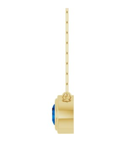 88688 Necklace Set 14K Yellow Round Lab-Grown Blue Sapphire 6 Mm 18 In Polished Lab-Grown Blue Sapphire Bezel-Set Necklace