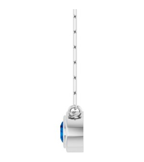 88688 Necklace Set 14K White Round Lab-Grown Blue Sapphire 4 Mm 18 In Polished Lab-Grown Blue Sapphire Bezel-Set Necklace