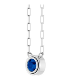 88688 Necklace Set 14K White Round Lab-Grown Blue Sapphire 4 Mm 18 In Polished Lab-Grown Blue Sapphire Bezel-Set Necklace