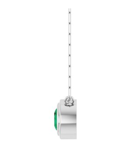 88688 Necklace Set Sterling Silver Round Natural Emerald 6 Mm 18 In Polished Natural Emerald Bezel-Set Necklace