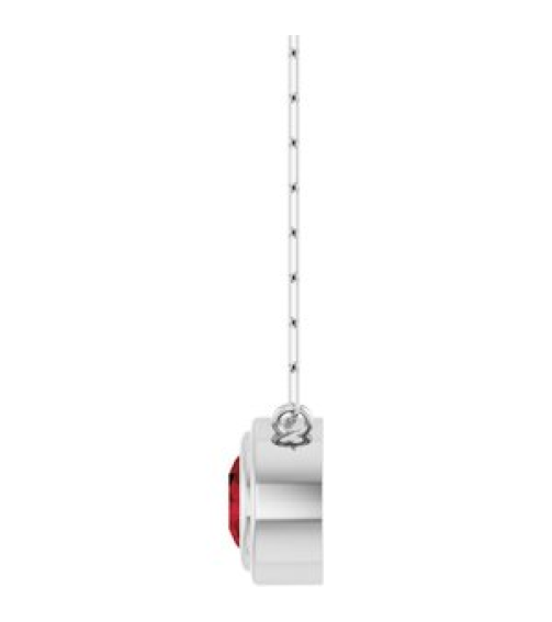 88688 Necklace Set Sterling Silver Round Natural Mozambique Garnet 6 Mm 18 In Polished Natural Mozambique Garnet Bezel-Set Necklace