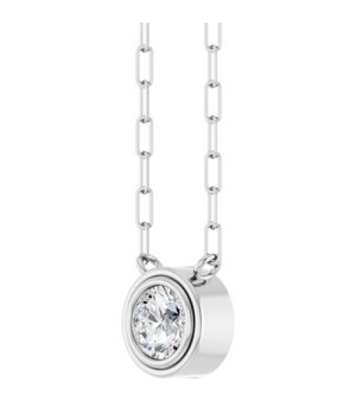 88688 Necklace Set Sterling Silver Round Natural White Sapphire 5 Mm 18 In Polished Natural White Sapphire Bezel-Set Necklace