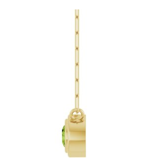 88688 Necklace Set 14K Yellow Round Natural Peridot 4 Mm 18 In Polished Natural Peridot Bezel-Set Necklace