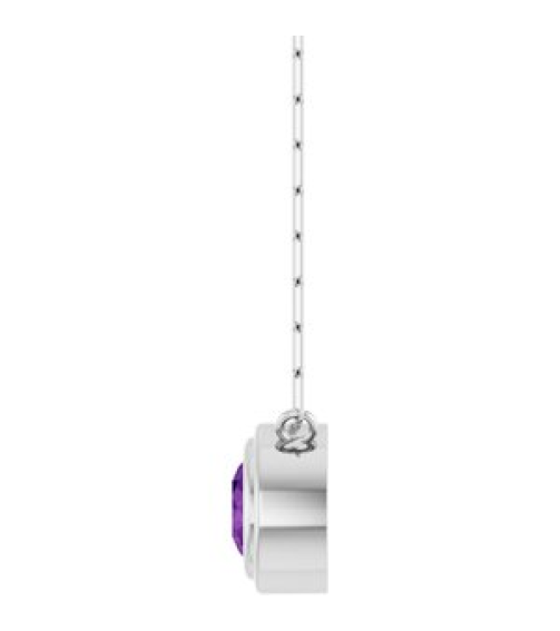 88688 Necklace Set Sterling Silver Round Natural Amethyst 6 Mm 18 In Polished Natural Amethyst Bezel-Set Necklace