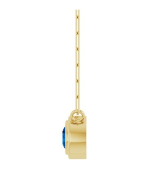 88688 Necklace Set 14K Yellow Round Lab-Grown Blue Sapphire 4 Mm 18 In Polished Lab-Grown Blue Sapphire Bezel-Set Necklace