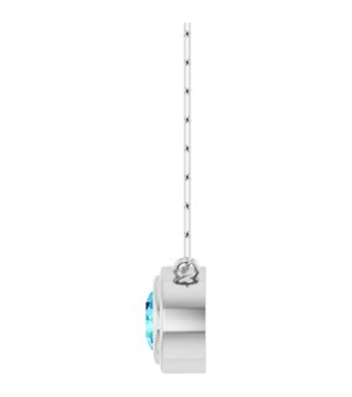 88688 Necklace Set Sterling Silver Round Natural Blue Zircon 6 Mm 18 In Polished Natural Zircon Bezel-Set Necklace