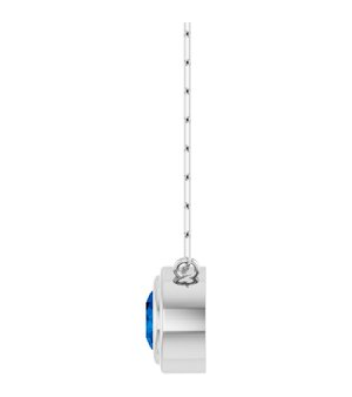 88688 Necklace Set Sterling Silver Round Lab-Grown Blue Sapphire 6 Mm 18 In Polished Lab-Grown Blue Sapphire Bezel-Set Necklace