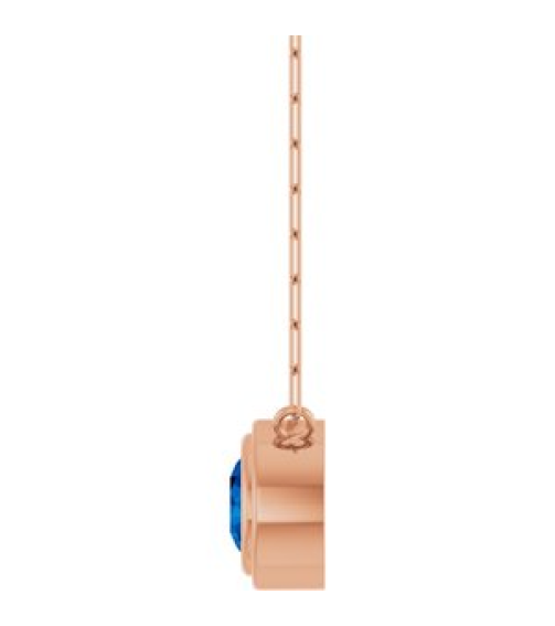 88688 Necklace Set 14K Rose Round Natural Blue Sapphire 6 Mm 18 In Polished Natural Blue Sapphire Bezel-Set Necklace