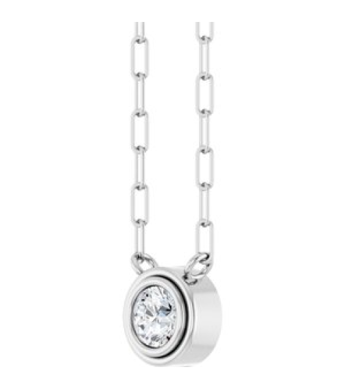 88688 Necklace Set Sterling Silver Round Natural White Sapphire 4 Mm 18 In Polished Natural White Sapphire Bezel-Set Necklace