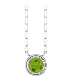 88688 Necklace Set 14K White Round Natural Peridot 5 Mm 18 In Polished Natural Peridot Bezel-Set Necklace