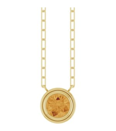 88688 Necklace Set 14K Yellow Round Natural Citrine 6 Mm 18 In Polished Natural Citrine Bezel-Set Necklace