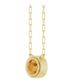 88688 Necklace Set 14K Yellow Round Natural Citrine 6 Mm 18 In Polished Natural Citrine Bezel-Set Necklace