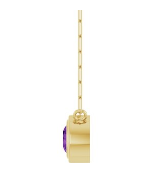 88688 Necklace Set 14K Yellow Round Natural Amethyst 5 Mm 18 In Polished Natural Amethyst Bezel-Set Necklace