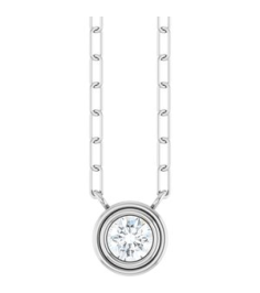 88688 Necklace Set 14K White Round Natural White Sapphire 4 Mm 18 In Polished Natural White Sapphire Bezel-Set Necklace