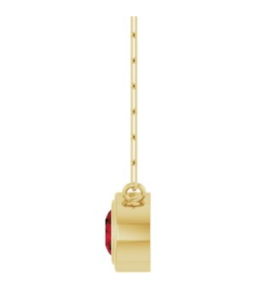 88688 Necklace Set 14K Yellow Round Natural Mozambique Garnet 5 Mm 18 In Polished Natural Mozambique Garnet Bezel-Set Necklace