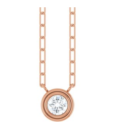 88688 Necklace Set 14K Rose Round Natural White Sapphire 4 Mm 18 In Polished Natural White Sapphire Bezel-Set Necklace