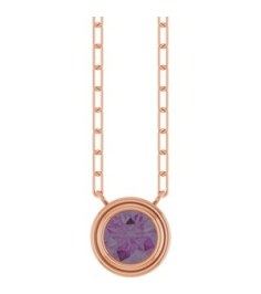 88688 Necklace Set 14K Rose Round Lab-Grown Alexandrite 6 Mm 18 In Polished Lab-Grown Alexandrite Bezel-Set Necklace