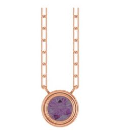 88688 Necklace Set 14K Rose Round Lab-Grown Alexandrite 5 Mm 18 In Polished Lab-Grown Alexandrite Bezel-Set Necklace