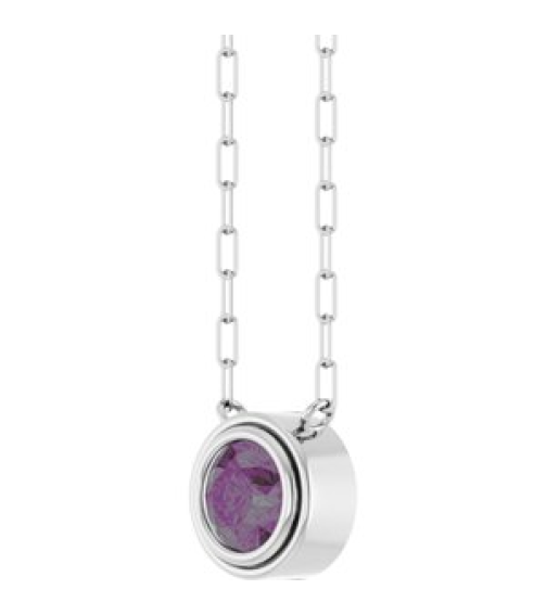 88688 Necklace Set Sterling Silver Round Lab-Grown Alexandrite 6 Mm 18 In Polished Lab-Grown Alexandrite Bezel-Set Necklace
