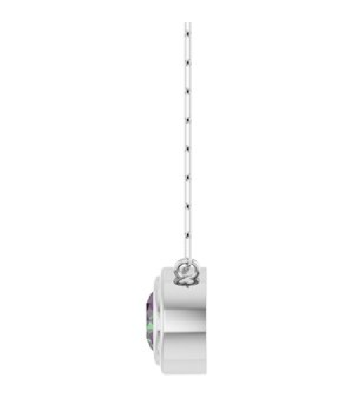88688 Necklace Set Sterling Silver Round Lab-Grown Alexandrite 6 Mm 18 In Polished Lab-Grown Alexandrite Bezel-Set Necklace