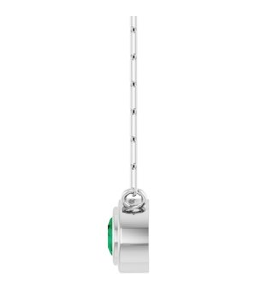 88688 Necklace Set Sterling Silver Round Lab-Grown Emerald 4 Mm 18 In Polished Lab-Grown Emerald Bezel-Set Necklace