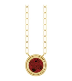 88688 Necklace Set 14K Yellow Round Natural Mozambique Garnet 6 Mm 18 In Polished Natural Mozambique Garnet Bezel-Set Necklace