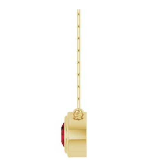 88688 Necklace Set 14K Yellow Round Natural Mozambique Garnet 6 Mm 18 In Polished Natural Mozambique Garnet Bezel-Set Necklace